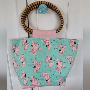Handmade Retro Poodle Pattern Bucket Handbag